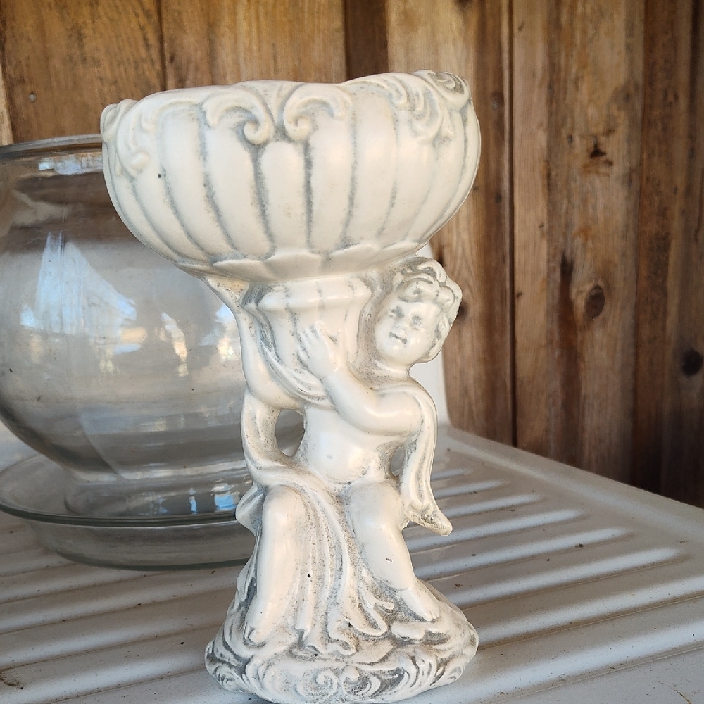 Vintage Cherub Pedestal/Vase Very Shabby Chic